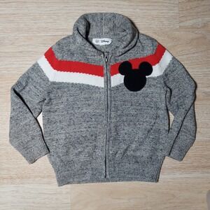Baby Gap Disney Cardigan Toddler 4 Mickey Mouse Embroidered Wool Gray‎ Zip Up